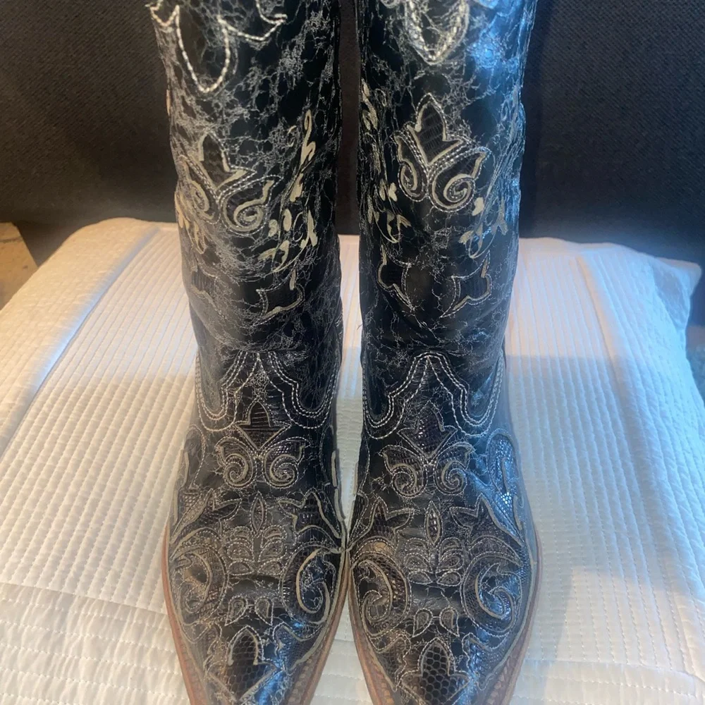 Corral Vintage Leather Lizard Inlay Western Boot, Size 6.5M - Picture 10 of 14